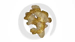 One ginger root white background, close up picture.