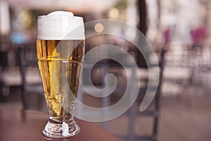 One glass of beer on the table