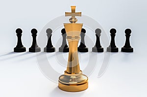 One golden King against all black pawns - chess leadership conce