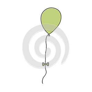 One green balloon. Vector drawing