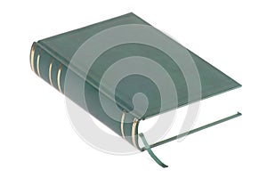 One green blank book with bookmark