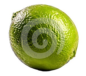 One green lime with a transparent background.