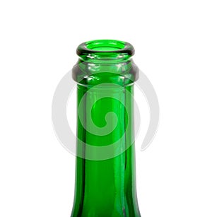 One green wine champange bottle isolated on the white