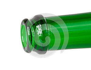 One green wine champange bottle isolated on the white