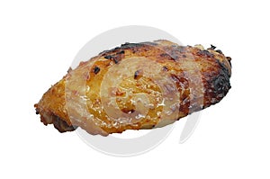 One grilled chicken wing isolated on white background