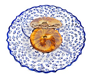 one and half Peremech on ornamental plate isolated