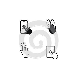 One hand click vector icon illustration