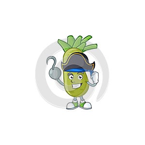 One hand Pirate wasabi cartoon character wearing hat