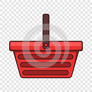 One hand shopping basket icon, cartoon style