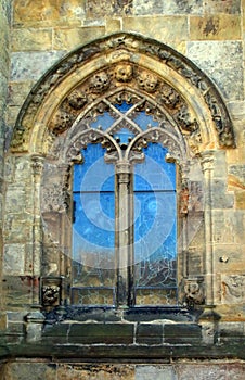 One of the highly decorated windows at Rosslyn Chapel