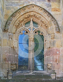 One of the highly decorated windows at Rosslyn Chapel