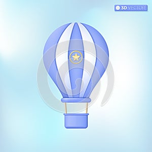 One hot air balloon and star icon symbols. travelling, summer vacation, Aircraft, adventure, Tourism leisure holiday summer