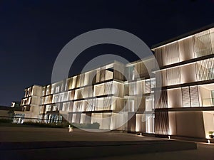 One of the hotels in Alzorah Ajman the nighttimes with full of light