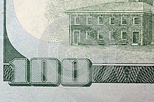 One Hundred Dollar Banknote. Closeup of 100 USD bill. American money. USA Currency, Cash Money as Background