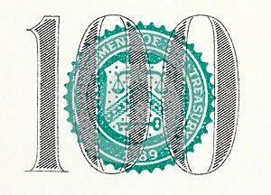 The one hundred on a dollar bill