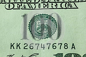 One hundred dollar bill detail 2