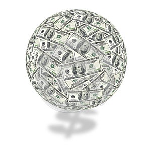 One hundred dollar bill globe