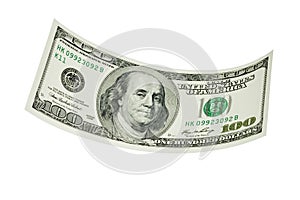 One Hundred Dollar Bill Isolated photo