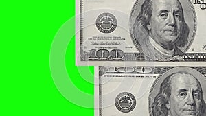 One hundred dollars banknotes circled isolated on chroma key