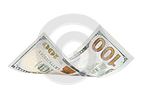 One hundred dollars isolated on white background