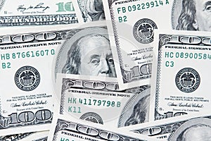 One hundred dollars notes background