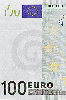 One hundred Euro banknote closeup