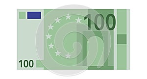 One hundred euro banknote. Green paper 100 euro money, europe cash simple design, world global currency, bank financial