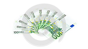 One hundred euro bills isolated on white background. banknotes c