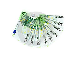 One hundred euro bills isolated on white background. banknotes c
