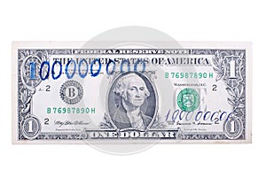 One hundred million dollars a banknote, isolated on a white back