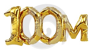 one hundred million or 100m isolated on white background, 100M followers thank you, balloons number photo