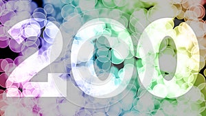 One hundred ninety nine to two hundreds points, level, rank fade in/out animation with color gradient moving bokeh background.