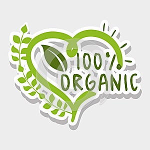 One hundred percent organic food message