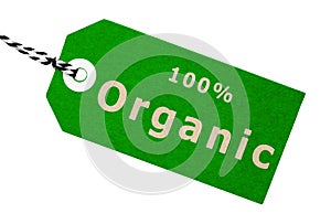 One Hundred Percent Organic Green Cardboard Label Tag With String