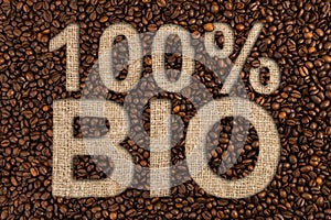 One hundred procent bio coffee concept