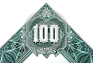 One hundred shares decorative element