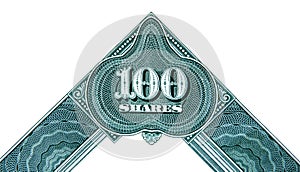 One hundred shares decorative element