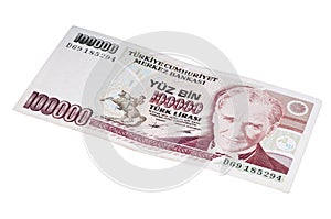 One hundred thousands liras banknotes 1990s