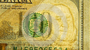 One hundred US dollars close-up with watermark. photo