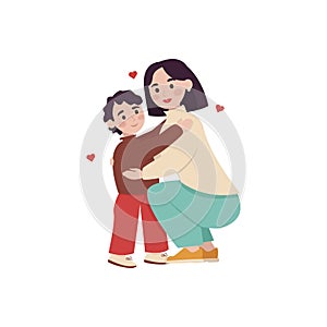One illustration from the collection: mother hugging her child schoolboy.