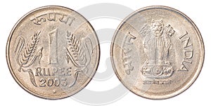 One Indian Rupee coin