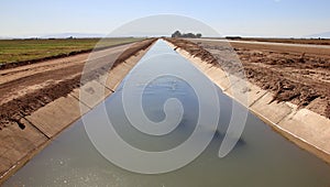 One of the irrigation canals criss-crossing Imperial Valley, El Centro, CA, USA