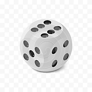 One isometric craps game dice, matte photo realistic material