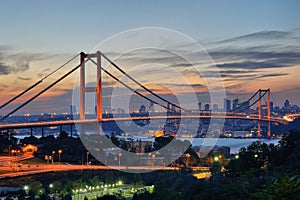 One of the istanbul evening view on bosphorus bridge