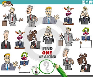 one of a kind activity with cartoon businessmen or politicians