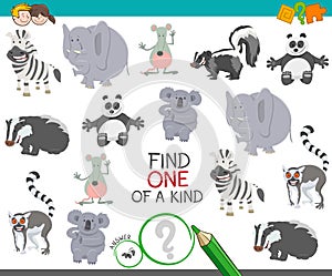 One of a kind game for children with animals