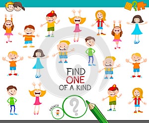 One of a kind task with cartoon children