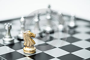 One knight chess stand alone fighting with enemies. Leader and strategy concept