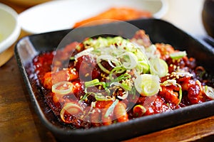 One of the Korean foods, spicy webfoot octopus stir-fried