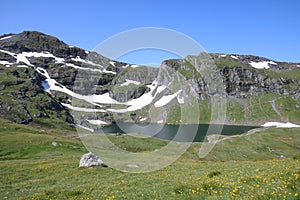 One of the lakes on the Pizol Five Lakes Hike, Lake Schwarzsee